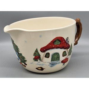 Holiday Gnome Mushroom 5x8 Ceramic Pour Mixing Bowl Holiday Time